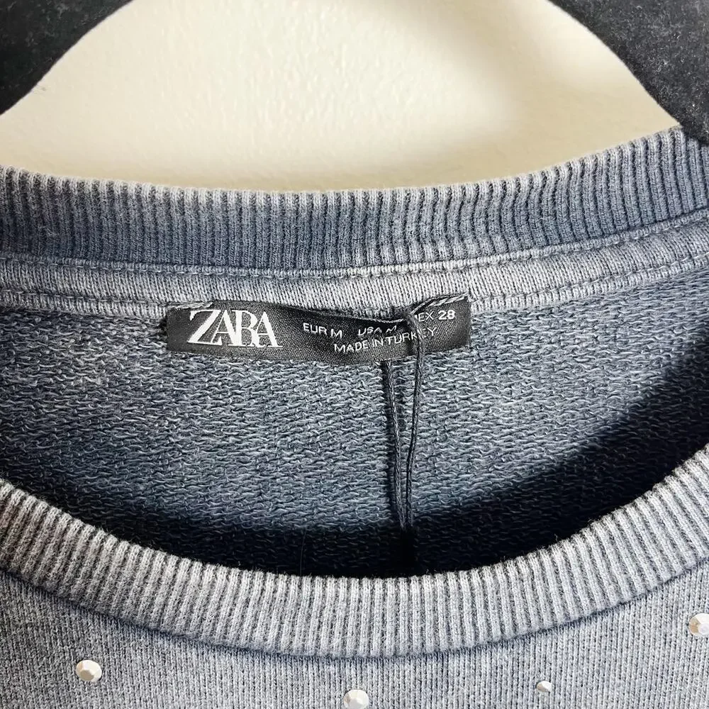 NWT Zara Washed Effect Sweatshirt Dress Size M Gray New‎ 100% Cotton - Picture 11 of 13